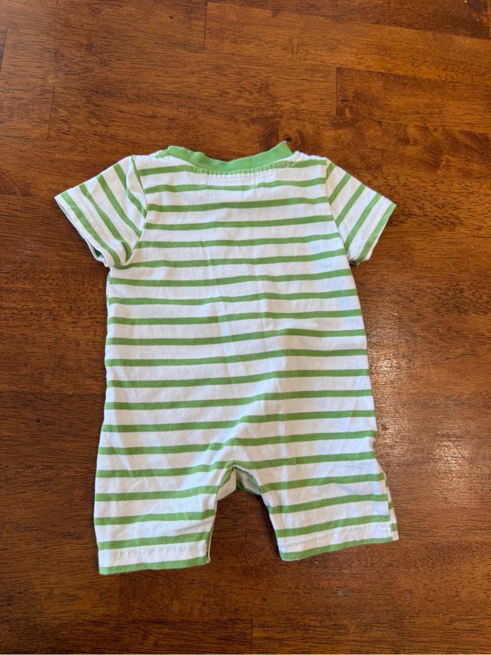 Marie Nicole Green White Striped Baby Romper Carrot Applique size 3-6 months - Picture 4 of 5